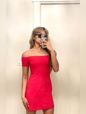 Forever 21 Off-the-Shoulder Fuchsia Mini Dress